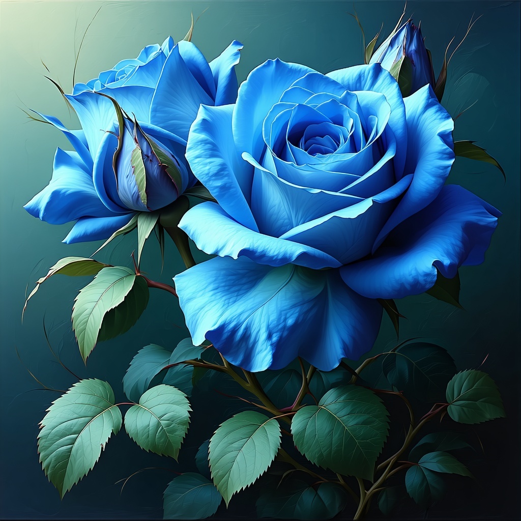 roses in blue 0069b3 and green 88A918