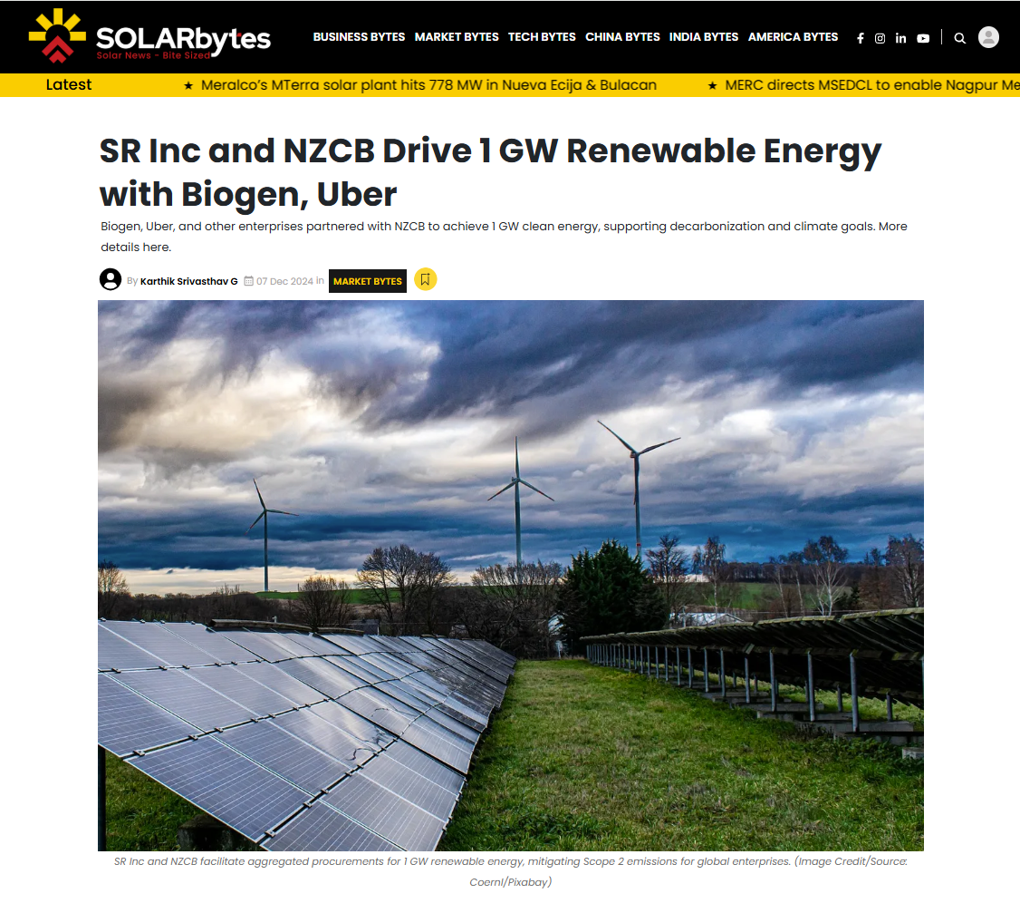 Solar Bytes: SR Inc and NZCB Drive 1 GW Renewable Energy